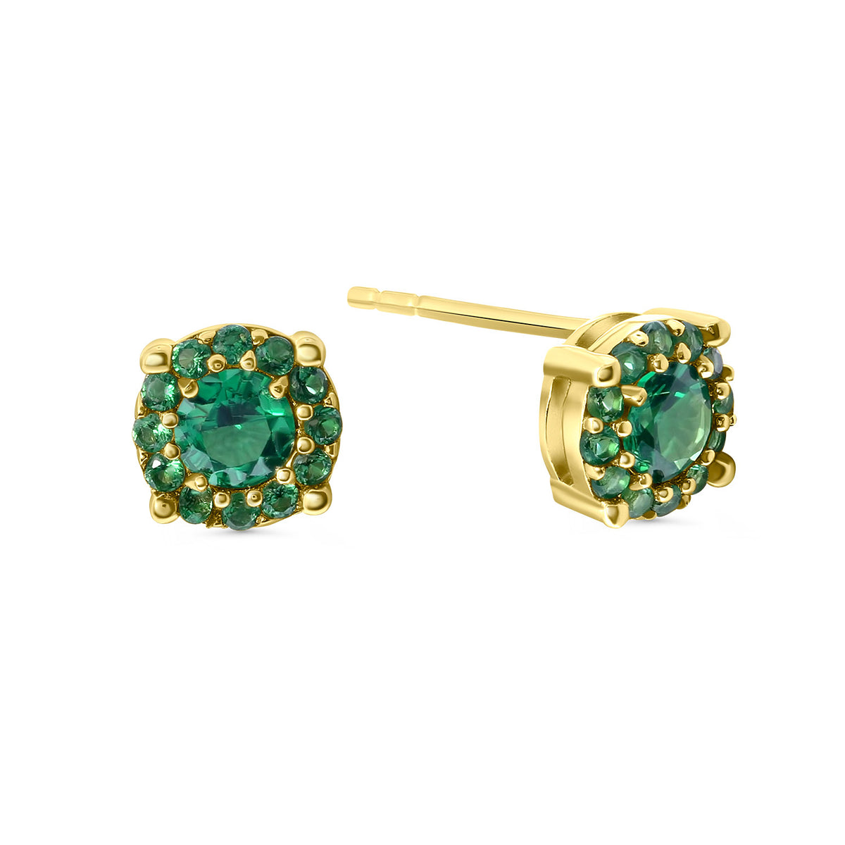 Cercei din aur galben cu zirconiu verde E122-ICE-6094-GCZ-Y