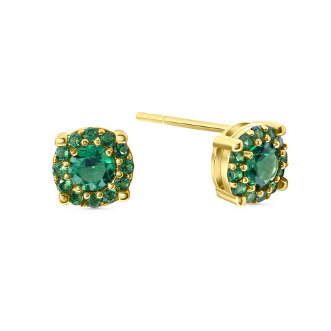 Cercei din aur galben cu zirconiu verde E122-ICE-6094-GCZ-Y