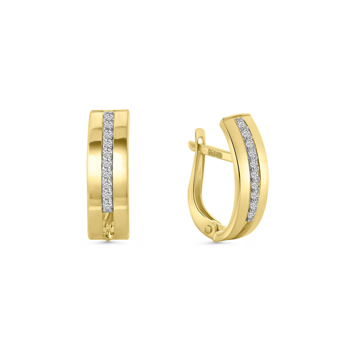 Cercei dreptunghiulari din aur galben cu pietre de zirconiu E122-X3CTE200600-FCZ-Y