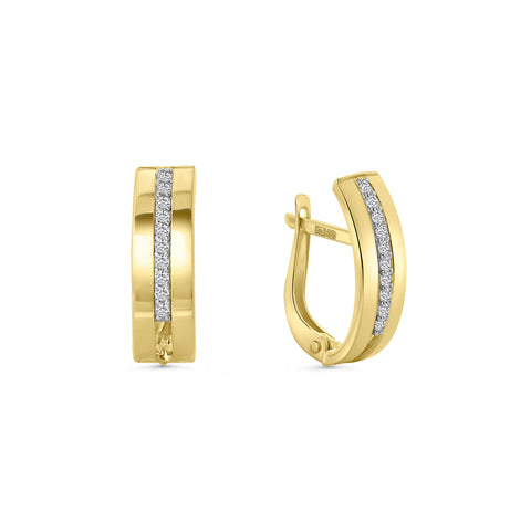 Cercei dreptunghiulari din aur galben cu pietre de zirconiu E122-X3CTE200600-FCZ-Y