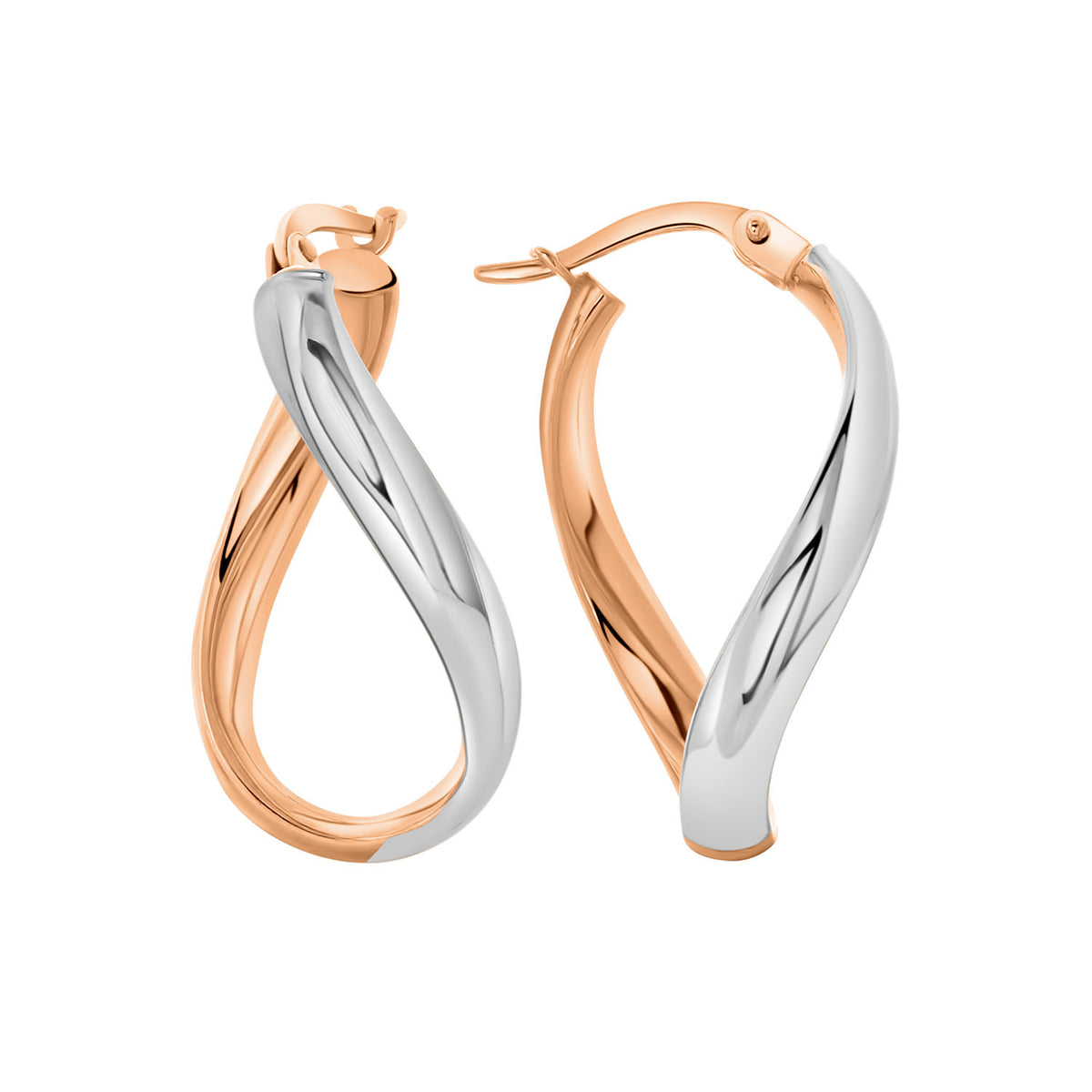 Cercei de aur bicolor cu margine ciocanita E122-XXTE9019-Y