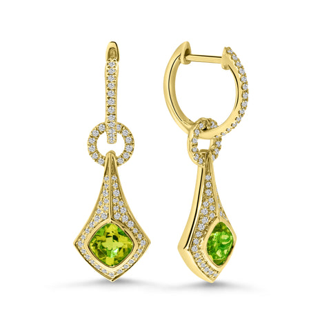 Cercei din aur galben cu peridot și diamant E136-193XB05394-PD-Y