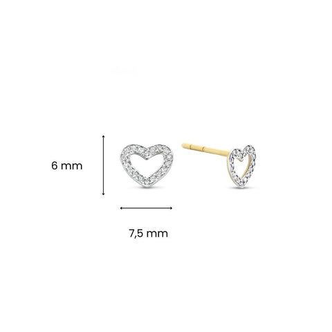 Cercei inimioare din aur galben