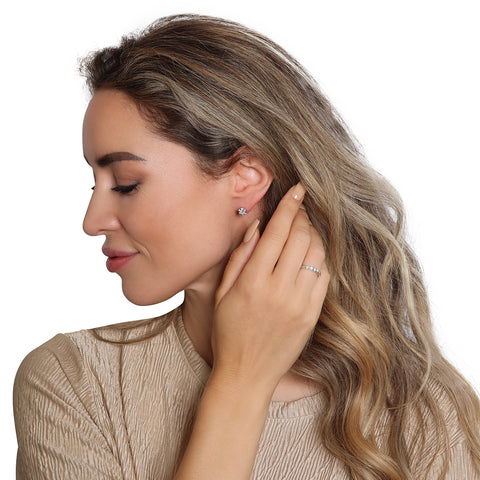 Cercei din aur alb cu diamant cultivat în laborator L-MLN35737