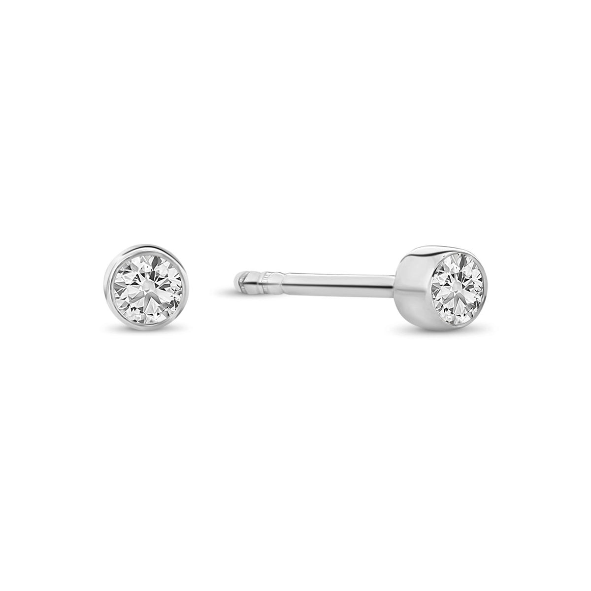 Cercei solitar din aur alb cu diamant cultivat în laborator E138-ER26660-CV-010-W