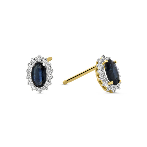 Cercei din aur galben cu diamant și safir E138-ER29069-SA-Y