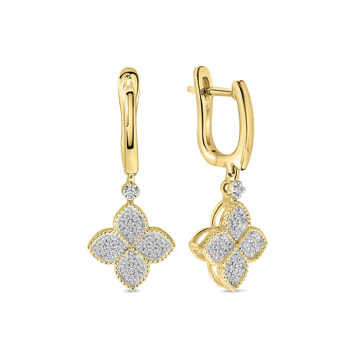 Cercei trifoi din aur galben cu diamante E159-35811-WDI-Y
