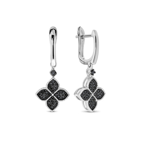 Cercei cu trifoi din aur alb cu diamante E159-35811B-BDI-W