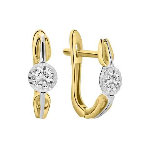 Cercei din aur bicolor cu un diamant de 0,43 ct cultivat în laborator. E159-E23KA0358-LG-YW