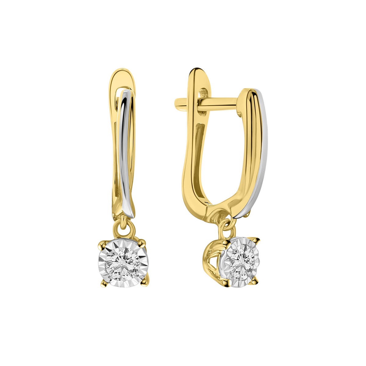 Cercei din aur bicolor cu diamante de laborator de 0,33 ct