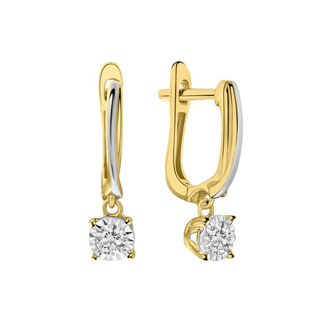 Cercei din aur bicolor cu diamante de laborator de 0,33 ct