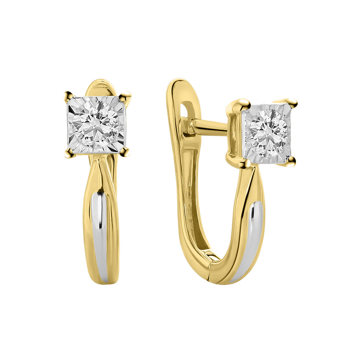Cercei din aur bicolor cu diamante de laborator de 0,30 ct. E159-E23KG0390-LG-YW