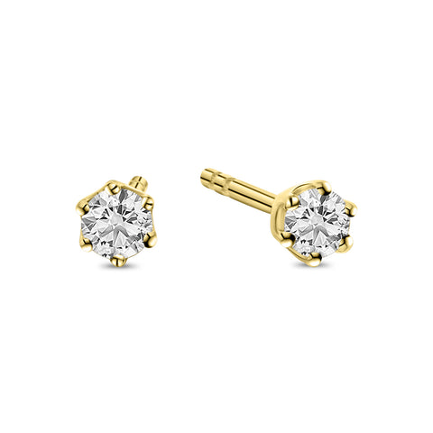 Cercei solitari din aur galben cu diamant cultivat în laborator E159-E23KG0396B-LG-015-Y