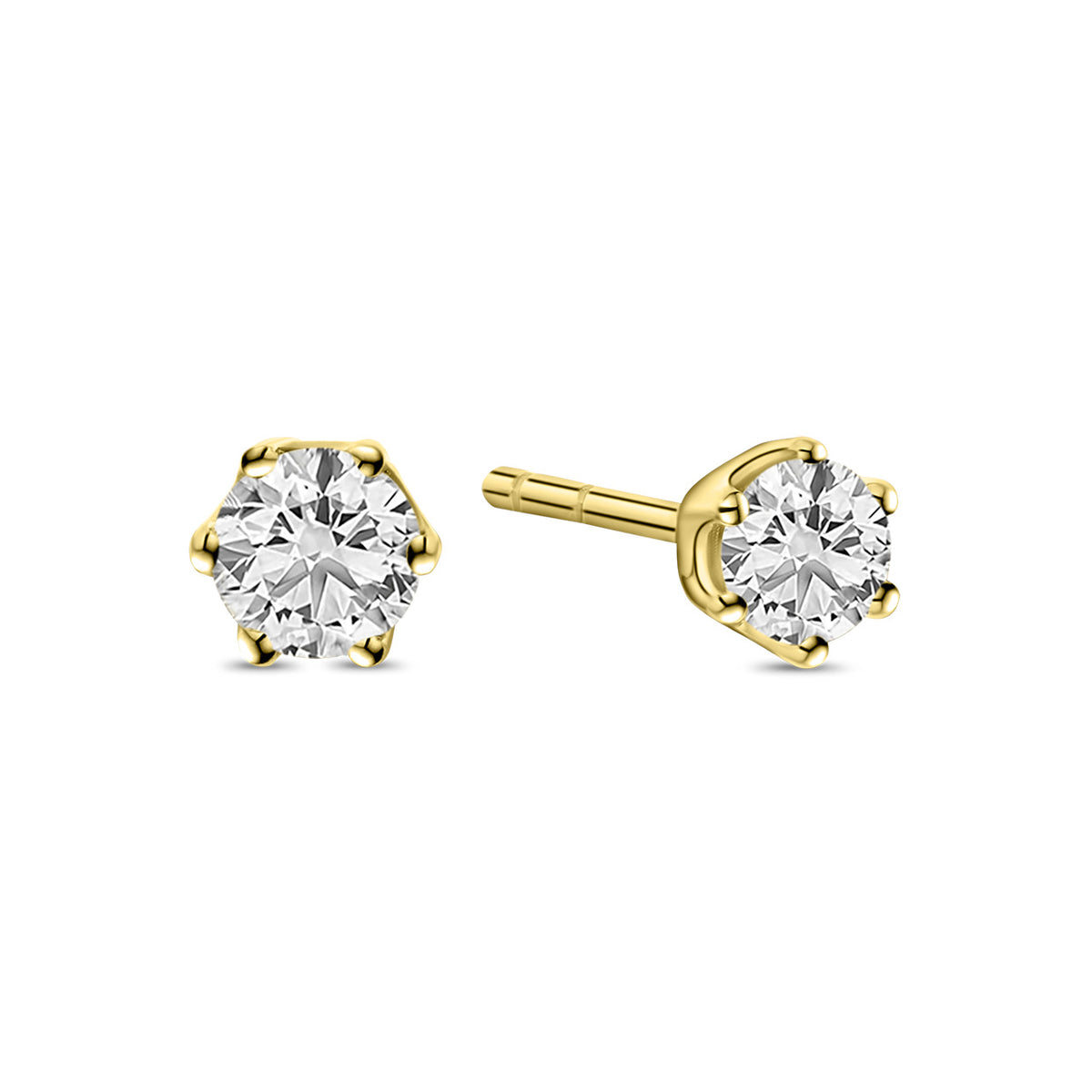 Cercei solitar din aur galben cu diamant cultivat în laborator E159-E23KG0396D-LG-025-Y