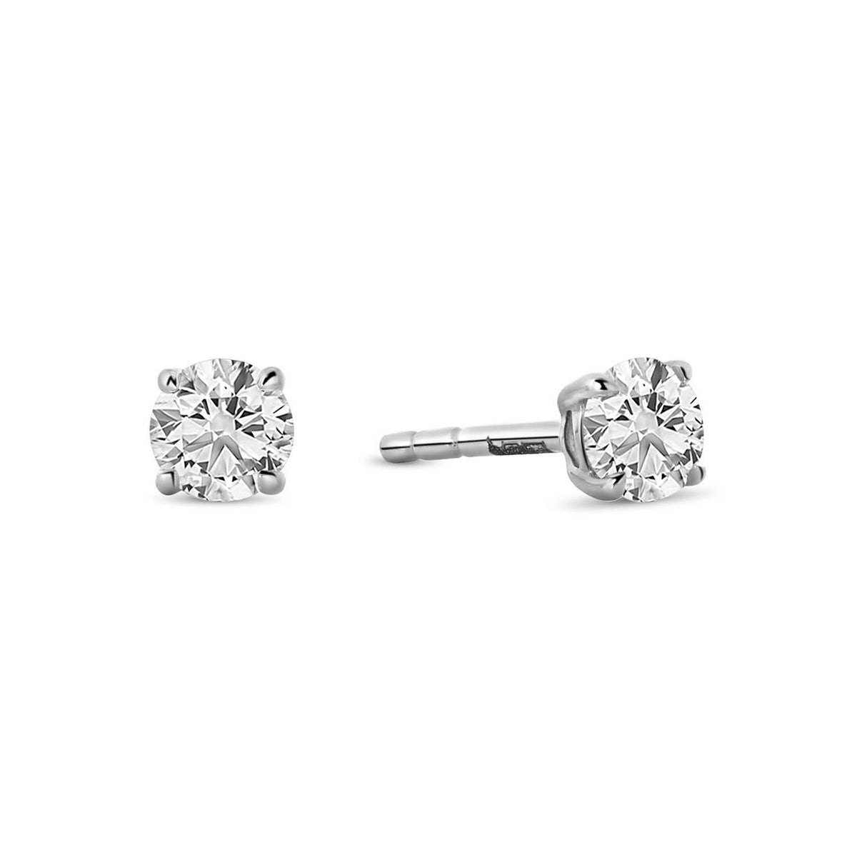Cercei solitar din aur alb cu diamant cultivat în laborator E159-E23MK0002D-LG-030-W