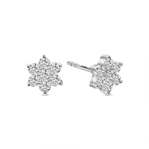 Cercei din aur alb stea cu diamant cultivat în laborator E159-E23YV0760B-LG-W