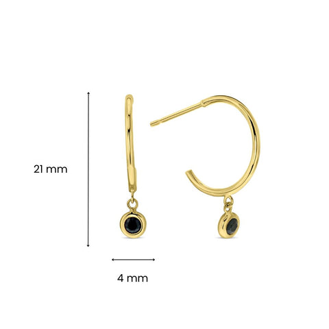 Cercei din aur galben cu zirconiu negru E173-01.CA2242.12.01-Y