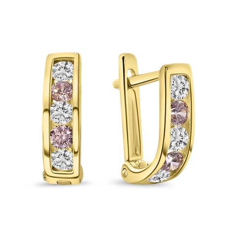 Cercei din aur galben cu zirconiu alb si roz E210-59500Z-Y