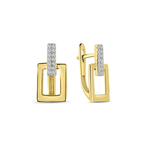 Cercei din aur galben cu zirconiu intr-un design dreptunghiular E210-60177-Y