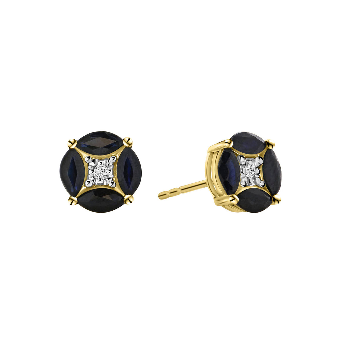 Cercei cu safir și diamante din aur galben E382-E301281-SA-Y