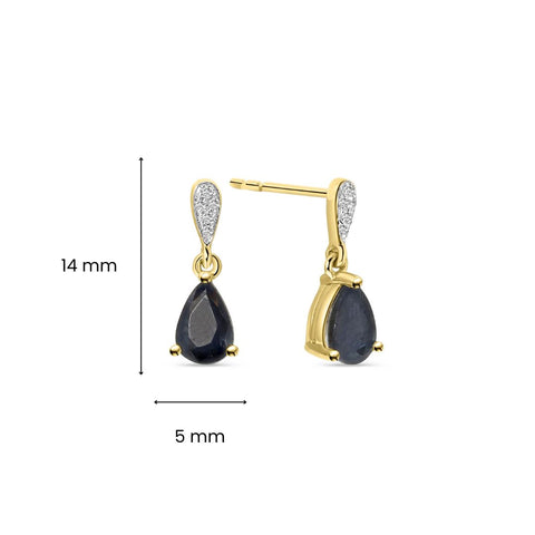 Cercei din aur galben cu safir și diamante E382-E316938-SA-Y