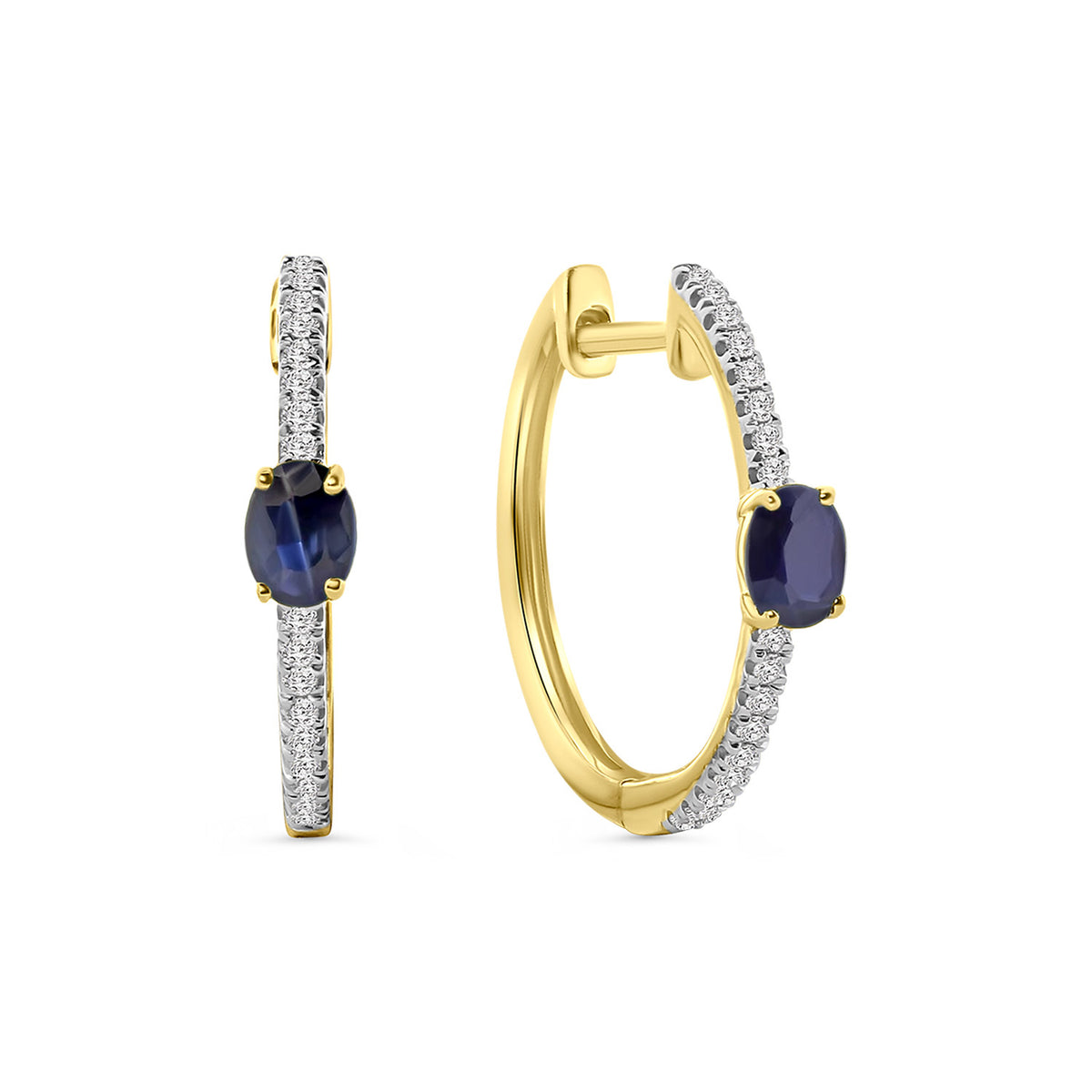 Cercei din aur galben cu safir și diamante E404-E15566-SA-Y
