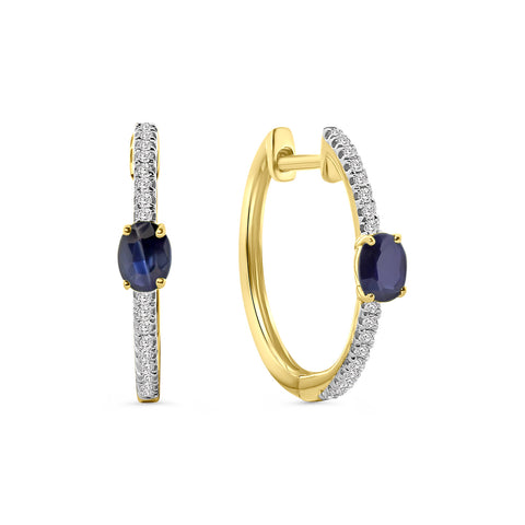 Cercei din aur galben cu safir și diamante E404-E15566-SA-Y