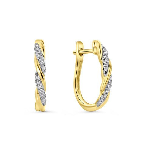 Cercei clip-on din aur galben cu diamante E404-E15584-Y