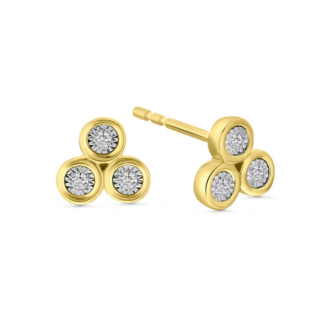 Cercei din aur galben cu trei diamante E404-E16295-YW