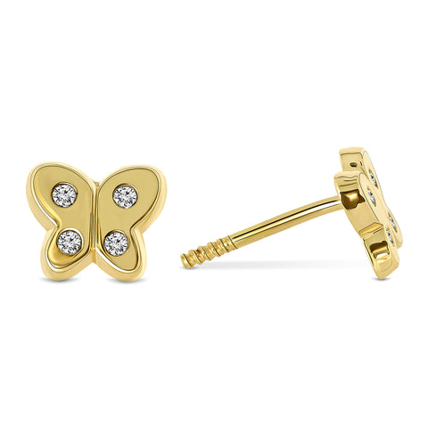 Cercei fluture din aur galben cu zirconiu 7247-Y