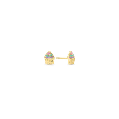 Cercei cupcake din aur galben cu email BN3520