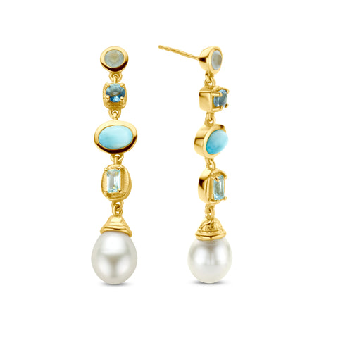 Cercei placati cu aur cu pietre si perle 163A0508