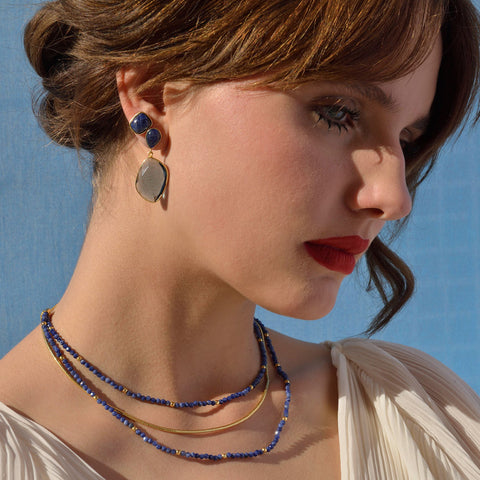 Cercei din aur placat cu sodalit si iolit 163A0513