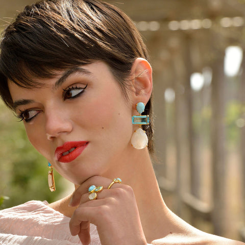 Cercei placati cu aur cu pietre colorate 163A0521