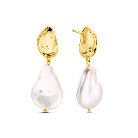 Cercei placati cu aur cu pandantiv de perle 164A0081