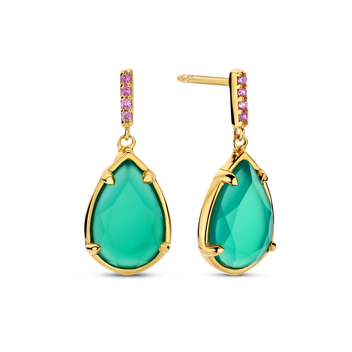 Cercei placati cu aur cu onix si rubin - 247A0068