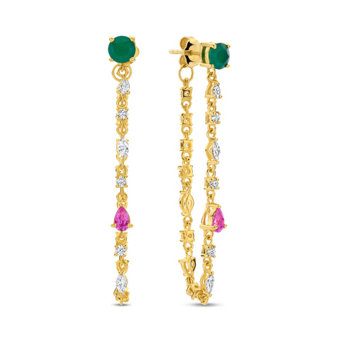 Cercei placati cu aur cu pietre colorate - 247A0075