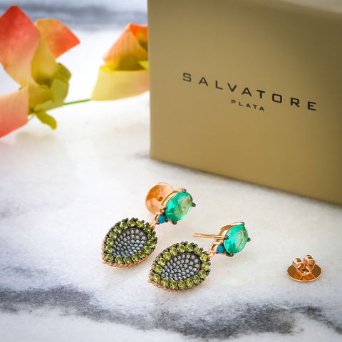 cercei placati cu aur cu albastru 252A0081