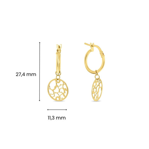 Cercei din aur galben cu pandantiv rotund EG083-817-Y