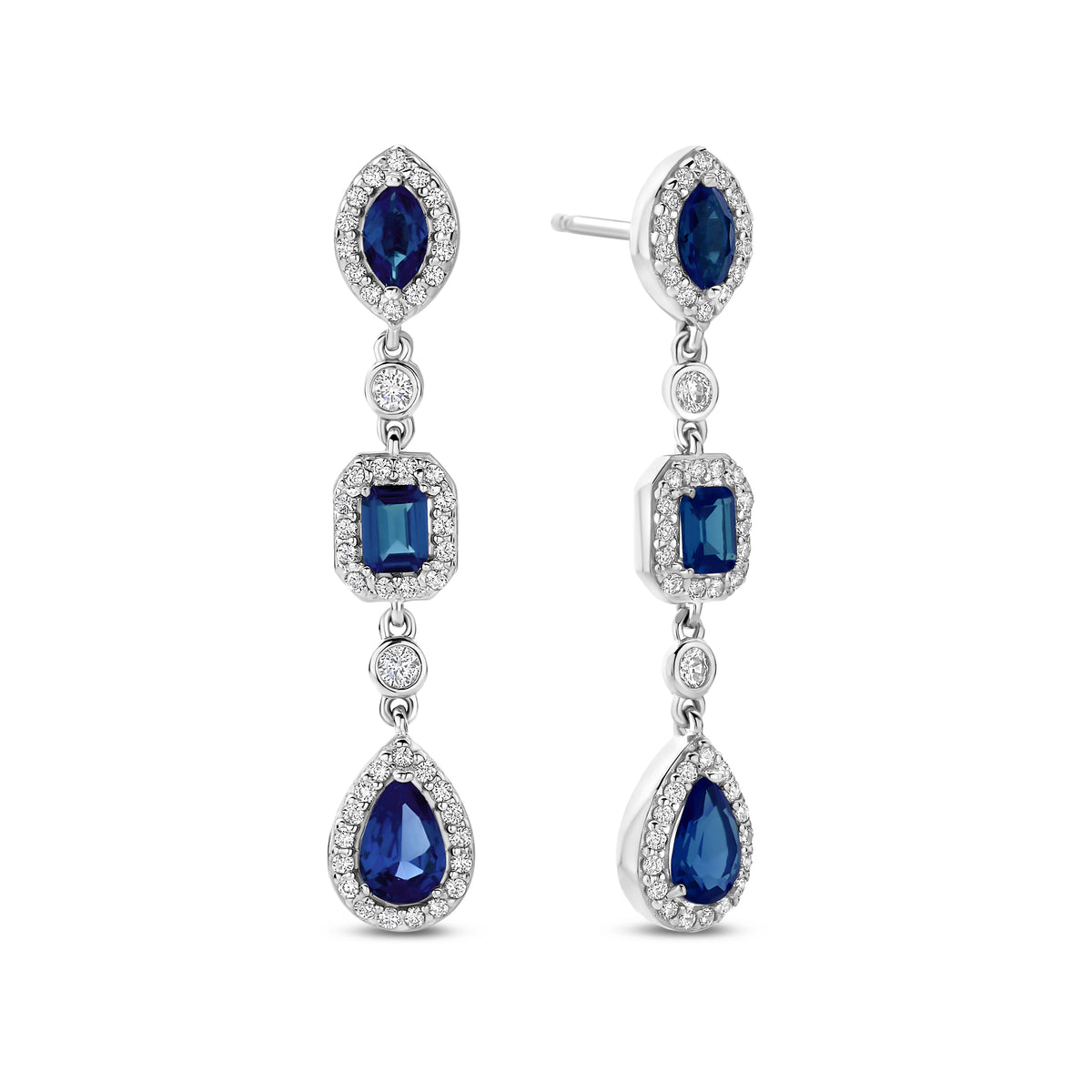 Cercei din argint sterling cu zirconiu albastru - E18068BL