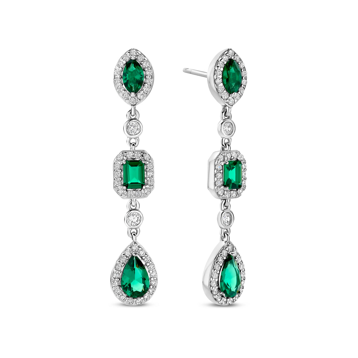 Cercei din argint sterling cu zirconiu verde - E18068G