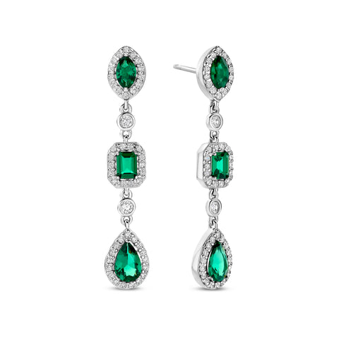 Cercei din argint sterling cu zirconiu verde - E18068G