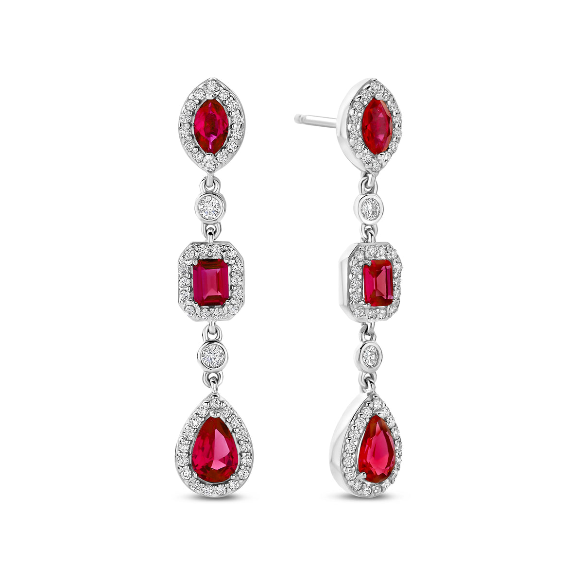 Cercei din argint sterling cu zirconiu rosu - E18068R