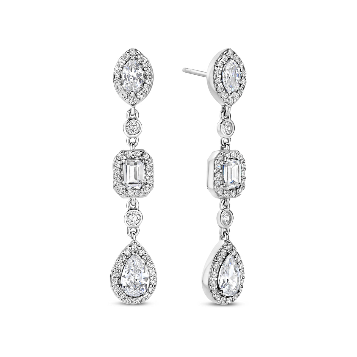 Cercei din argint sterling cu zirconiu alb - E18068