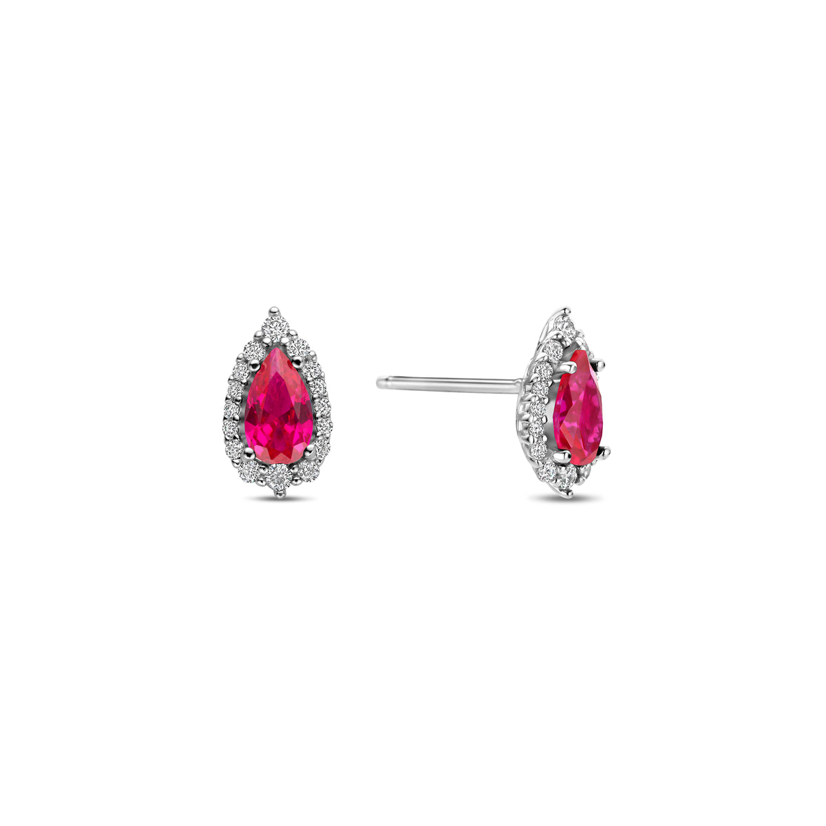 Cercei tip zirconiu din argint sterling cu zirconiu rosu - E18810R