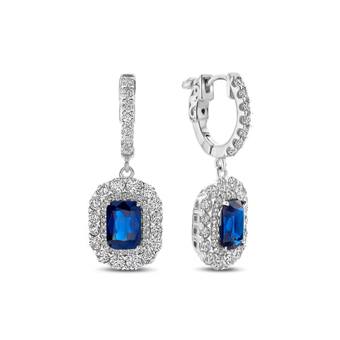 Cercei din argint sterling cu zirconiu albastru - E18858BL