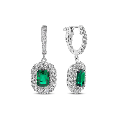 Cercei din argint sterling cu zirconiu verde - E18858G