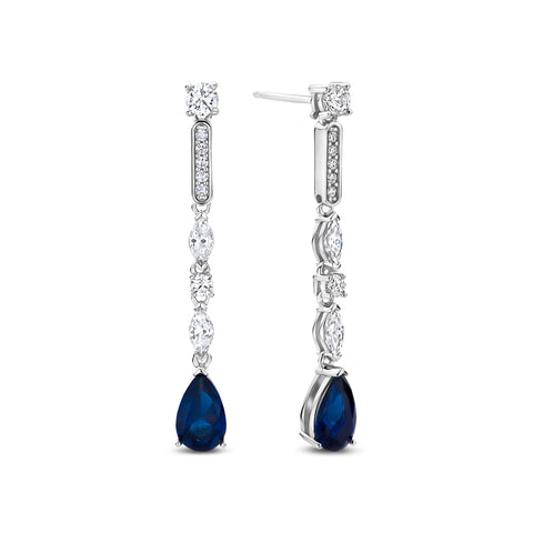 Cercei din argint sterling cu zirconiu albastru - E20429BL