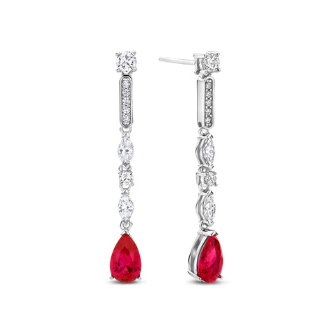 Cercei din argint sterling cu zirconiu rosu - E20429R