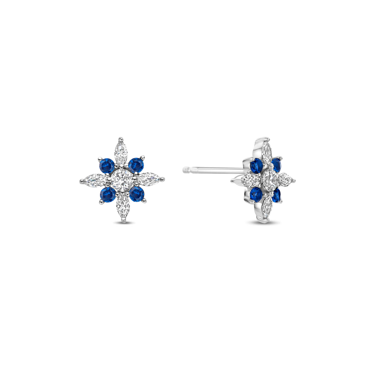Cercei tip stift din argint sterling cu zirconiu albastru - E20611BL